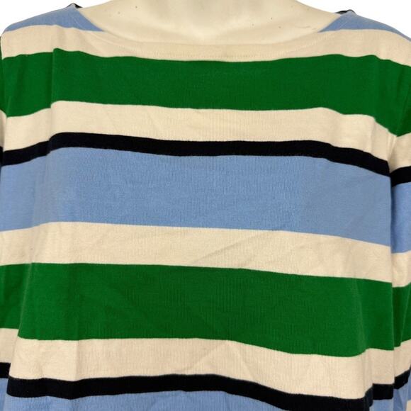 Talbots Plus Womens Green Blue Wide Stripe 100% Cotton Top Shirt sz X / 0X - Picture 5 of 16
